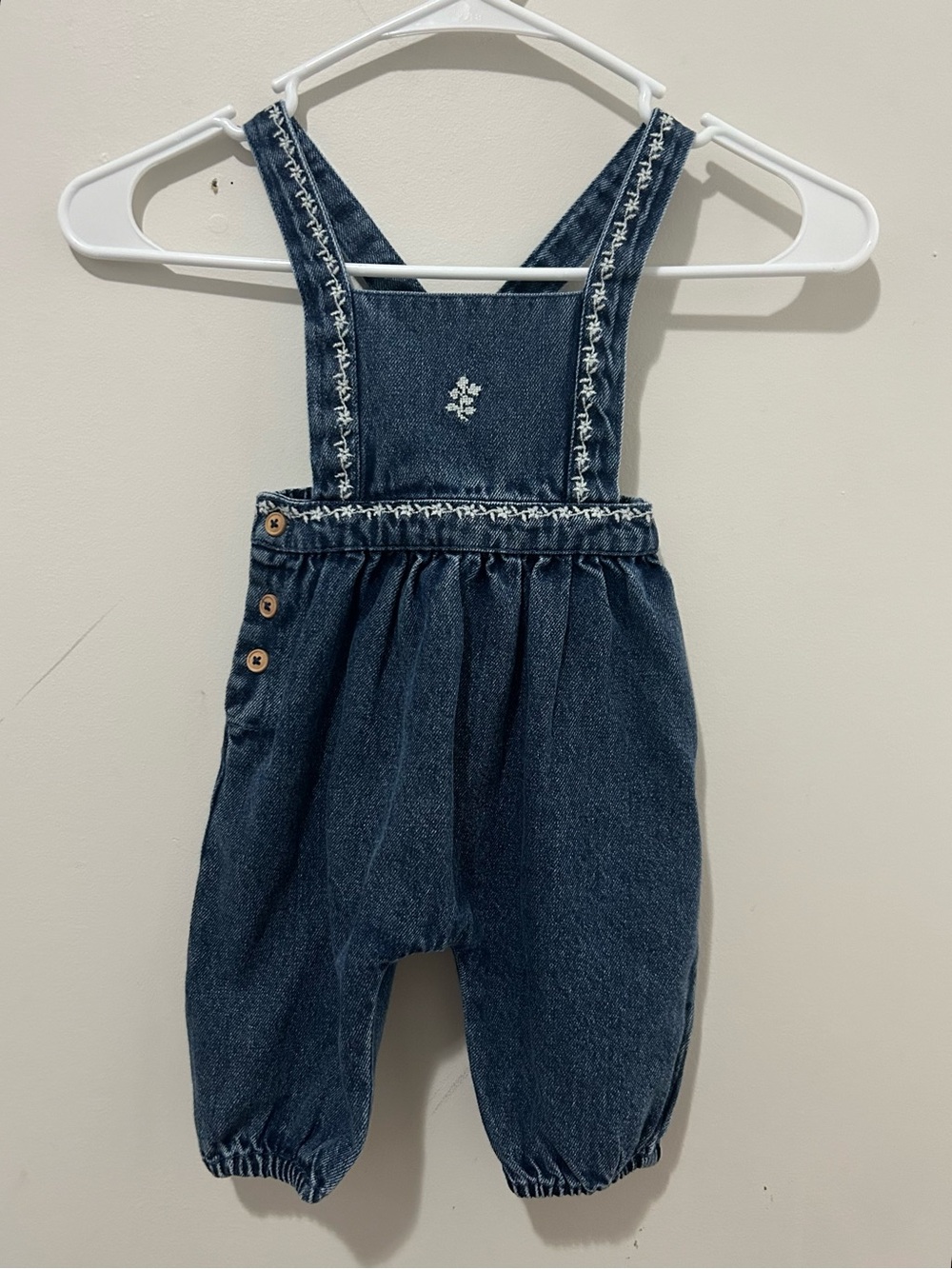 Emile et Ida Dark Blue Denim Embroidered Overalls